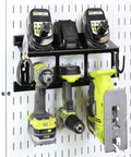 Pegboard Drill Holder For Pegboard System Compact Black Power Tool Storage Rack That Holds Up To 3 Drills Or Tools And 3 Spare Batteries Wall Mounted Organizer For Your Home Garage