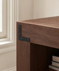 Flat Corner Braces For Wood Frames, 20 Piece Kit With L Brackets And Mending Plates, installed on wooden furniture corner