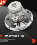 Rear Wheel Bearing And Hub Assembly With ABS Ring For Hyundai Sonata 2006 To 2009 And Kia Optima 2006 To 2010 5 Lug Compatible High Load Ball Bearing Replacement For Your Ride, front view showing high hardness steel with inner and outer flange.