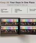 60 Key Lock Box With Anti Pry Recessed Door, Steel Key Cabinet with keys and color-coded tags on wall