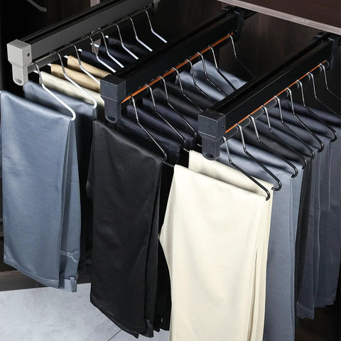 No Brainer Retractable Ceiling Mounted Clothes Rail For Closet Space Saving Wardrobe Organizer with pants