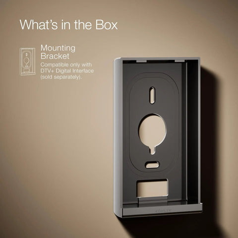 DTV Plus Digital Interface Mounting Bracket for Surface Mounts, Vibrant Titanium Finish, shown in packaging contents example.