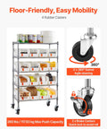 5 Tier Rolling Bin Storage Rack With 16 Organizer Bins, Heavy Duty Wire Shelving On Casters, Mobile Tool Organizer.