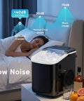 Portable Countertop Ice Maker With Handle Serving Up Fresh Bullet Ice In Under Ten Minutes Delivering Twenty Six Pounds Daily, low noise operation