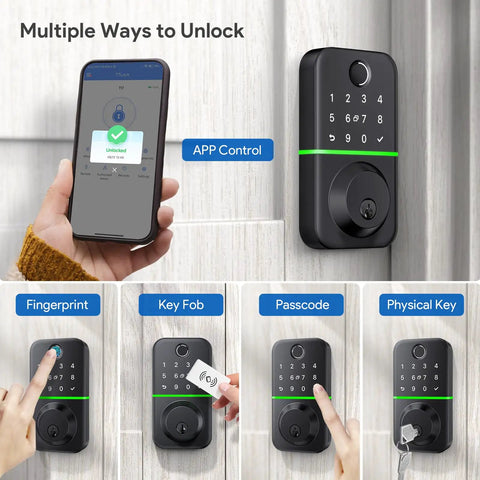 Super Slick Smart Door Lock Deadbolt With Keypad And Quick Fingerprint Reader For Absolute Game Changing Keyless Entry Auto Locking Setup With Bluetooth App Control And Spare Keys