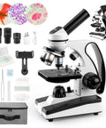Compound Monocular Microscope Kit 40X-2000X With Slides Set And Phone Adapter For Students And Home Lab Use Kid-Friendly