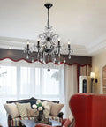 Black Finish Crystal Candle Candelabra Chandelier With Six Light LED Pendant Fixture Elegant Statement Lighting