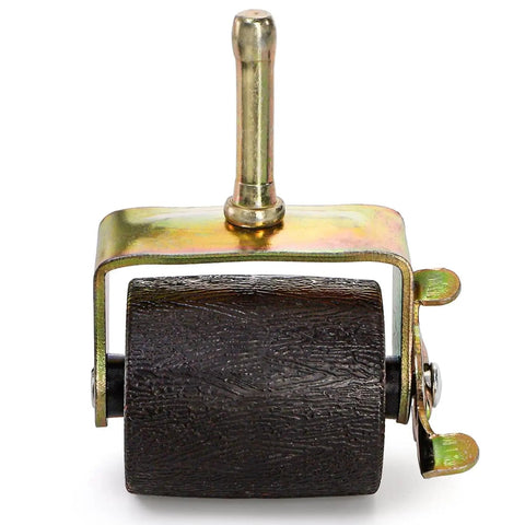 Front view of a single 2 inch metal roller from Eight Pack Heavy Duty Bed Frame Casters with Locking Swivel Wheels, featuring a plastic socket sleeve.