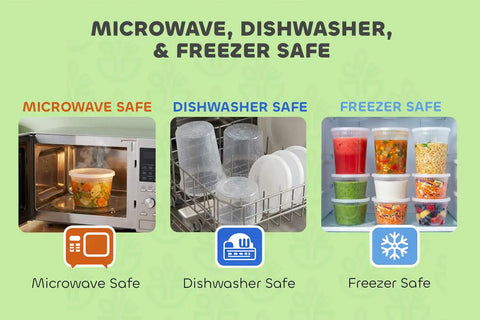 48 Piece Deli Container Set With Lids, 16oz And 32oz Options, in microwave, dishwasher, and freezer for meal prep.