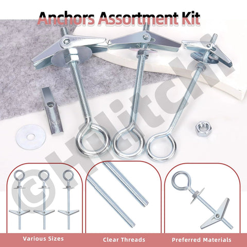 15 Pieces M5 Eye Bolt Toggle Anchors And Wing Nut Kit, 75mm Length, O Shaped Butterfly Toggle Anchors For Hanging Lamps And Heavy Items