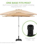 81 Pound Heavy Duty Concrete Rolling Umbrella Base With Locking Wheels And Collapsible Handles For Patio Garden Deck Outdoor Use Square Shape One Size Fits Most Umbrellas Stable Wind Resistant Base with umbrella shown