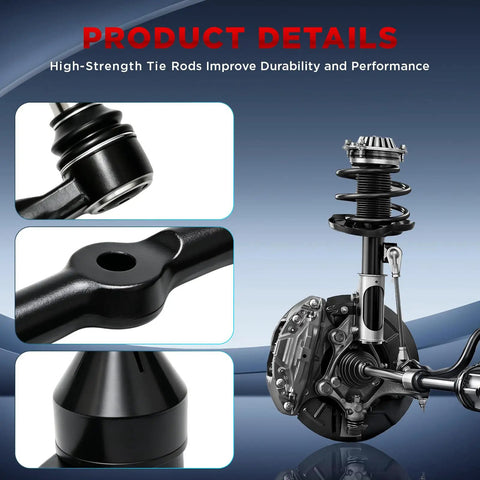 Five Piece 4WD Front Tie Rods Kit For 2005-2016 Ford F250 F350 Super Duty All 4X4 Models Heavy Duty Steering Upgrade With Outer Tie Rod End Link And Adjusting Sleeve, close-up kit parts