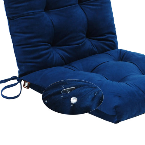 Set Of 2 37x18 Navy Blue Outdoor Dining Chair Cushions With Ties Water Repellent And UV Safe Patio Seating Cushions For Garden