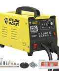 Auto Body Spot Welder Dent Puller 3000W With Seven Welding Modes shown with accessories, yellow casing, and controls.
