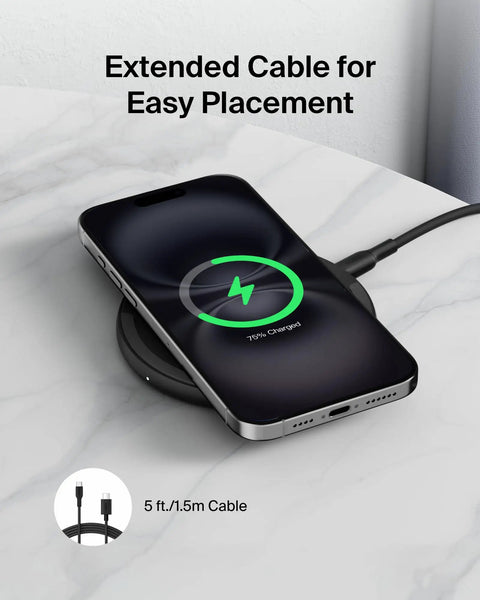 Fast Wireless Charging Pad 15W Qi Charger with Power Supply and Cable Included for Iphone 17 16 15 14 Series, charging phone