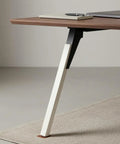 Adjustable Metal Desk Leg With Round Mounting Plate And Anti Slip Leveling Foot Cord Pass Through For Neat Cables Sturdy Office And Home Study Table Support Diamond Black Finish, white