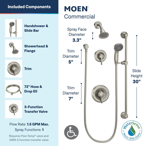 Commercial Grade PosiTemp Shower System With Handheld Delivering Smooth Temperature Sync And Straight Reliable Warmth Finished In Premium Brushed Nickel For A Total Bathroom Glow Up