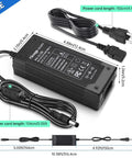 12V 5A 60W AC To DC Power Brick With 9.84Ft Cable, 5.5x2.1mm And 2.5mm Plugs shown with measurement details