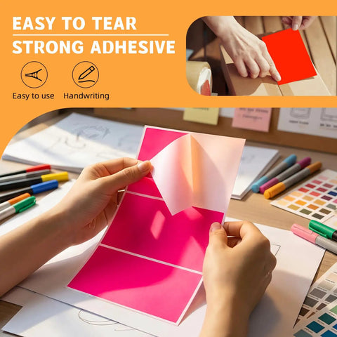 Using Color Code 3x5 Inch Fluorescent Rectangle Labels 8 Bright Colors For Envelopes Files Inventory And Home Office Organization 240 Labels On 80 Sheets Easy Tagging And Color Coding on a desk