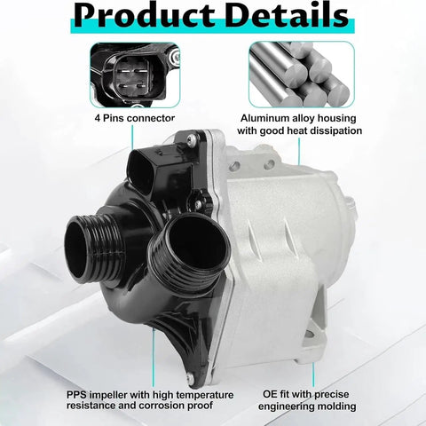 Upgrade Your BMW E60 E90 F10 With This Heavy Duty Electric Engine Water Pump Compatible With 3 Series 5 Series X5. Ensures Smooth Coolant Flow, Leak-Free Performance, And Reduced Engine Wear For Reliable Daily Driving And Long Lasting Durability On The