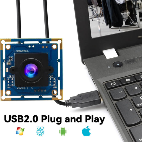 8MP USB Camera Module With 3264x2448 HD Resolution, IMX179 Sensor, 2.1mm Lens, UVC Plug And Play connected to a laptop