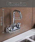 Beefy Pro Grade Commercial Kitchen Sink Faucet Wall Mount With 4 Inch Center Spout Gooseneck Dual Knob Handles Chrome Details