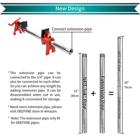 Heavy Duty Three Quarter Inch Pipe Clamps Set With Thirty Inch Pipe Two Pack Cast Iron Clamp Fixtures For Woodworking