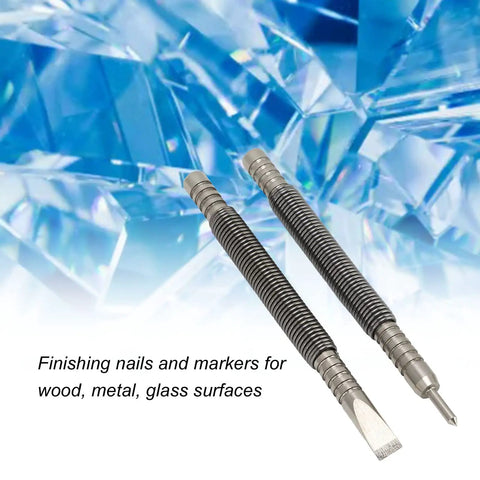 Hammerless Punch And Chisel Set With Spring Loaded Center Punch For No Hammer Needed Door Pin Removal In Tight Spaces