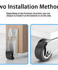 Tough As Nails Vertical Track Roller With Durable Rubber Caster for Super Smooth Sliding Door Operations showing installation methods on wood and furniture.