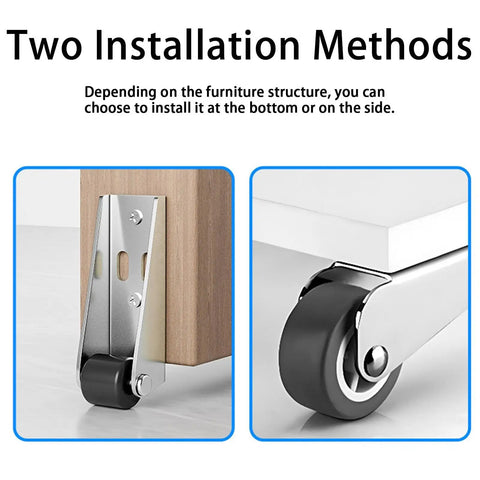 Tough As Nails Vertical Track Roller With Durable Rubber Caster for Super Smooth Sliding Door Operations showing installation methods on wood and furniture.