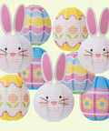 9 Piece Easter Paper Lantern Set With Bunny And Egg Designs, Reusable 10 Inch Pastel Hanging Lanterns for home garden party