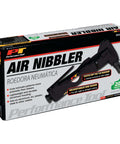 Air Nibbler M552DB Pneumatic Metal Cutter box showing adjustable die guide and lightweight aluminum housing features