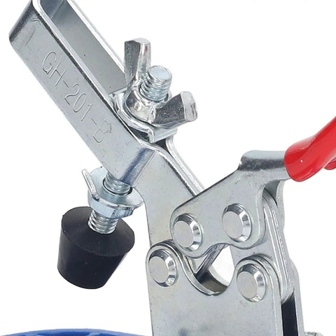 Precision Hinge Opening Locator 35mm Drill Guide For Woodworking Doors And Cabinets features a metal clamp close-up for adjustable limit design.