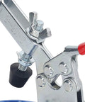 Precision Hinge Locator For Woodworking Doors And Cabinets, 35mm Drill Guide, aluminum and plastic build detail with clamp.