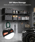 2-Pack Heavy Duty Garage Wall Shelving Units, 6-Foot Long Steel Wall Mounted Shelves with tools and storage boxes, garage view
