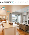 Interior kitchen and living room with Lit 18 Inch LED Flush Mount Ceiling Light, showing 2700K and 4000K color temperature options.