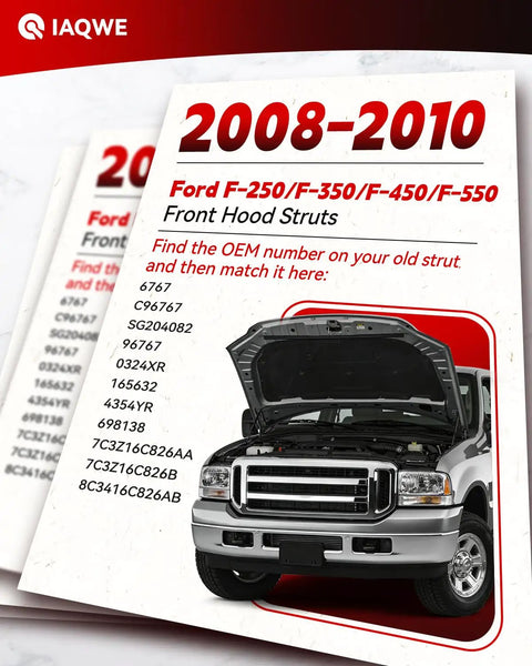 Plug-And-Play Front Hood Struts Replacement For Ford F-250 F-350 F-450 F-550 Super Duty 2008 2009 2010 OEM fitment guide