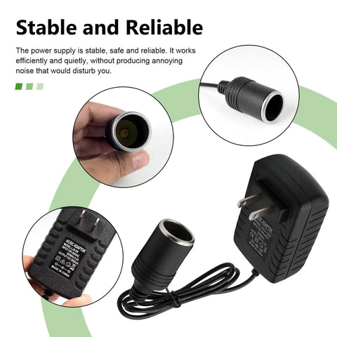 Top Shelf 120V To 12V 24W Ac Dc Converter Adapter Swaps Wall Outlet Power shown with plug and socket for car tools.