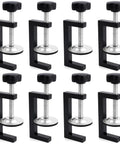 Eight Piece C Clamp Set For Woodworking And Metalworking, Heavy Duty Adjustable G Clamps With Non Slip, Non Marring Swivel Jaws