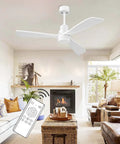 52 Inch White Ceiling Fan With Light Remote Control For Indoor Outdoor Use in elegant living room setting