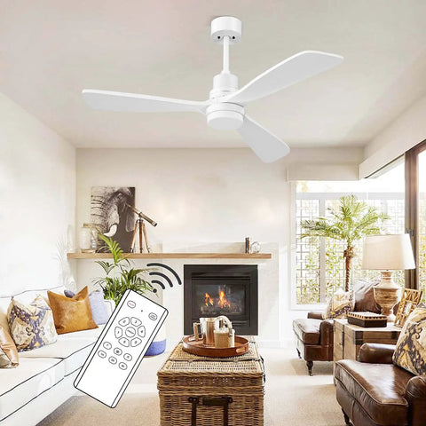 52 Inch White Ceiling Fan With Light Remote Control For Indoor Outdoor Use in elegant living room setting