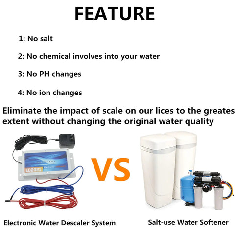Comparison of Electronic Water Descaler System No Chemicals No Fuss Install Reduces Limescale Rust And Mineral Build Up with water softener