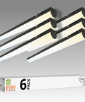 4-Foot Linear LED Shop Lights With Emergency Backup Battery 25W-40W 120-277V 3500K-5000K Linkable High Bay Lighting 6 Pack