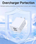 All In One USB Charger For Electric Toothbrushes And Water Flossers, 5V 2.5A Wall Adapter Type A shown with safety features