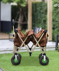 10 Inch Heavy Duty Pneumatic Casters Set Of 4, Swivel And Rigid Air Ride Tires, Industrial Bolt On Wheels For Carts on a folding cart outdoor.