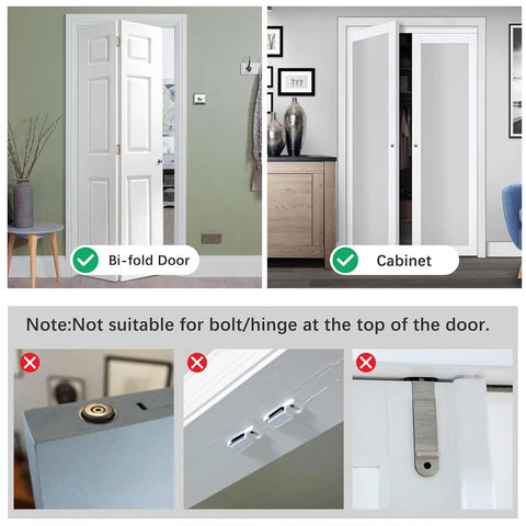 Metal Bifold Door Lock For Double Doors, Kid Proof Safety Lock Keeps Toddlers And Pets Out Of Closets, Cabinets, And Pantries