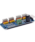 16 Channel PWM Servo Driver Module With I2C Control side view, 12-bit resolution, compatible with Arduino Raspberry Pi, MG90S SG90 MG995 servos