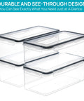 Airtight Food Storage Containers Set With Lids, 8 Pieces, 3.2L Each, BPA Free Plastic, clear design for pantry organization