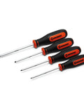 4 Piece Square Screwdriver Set With Tri Lobed Dual Material Handles, Precision Machined Tips, Oil And Solvent Resistant Grips