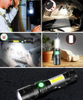 Rechargeable UV Black Light Flashlight 3in1 Tactical LED With Red Light 2000 Lumens in various settings showing versatility.